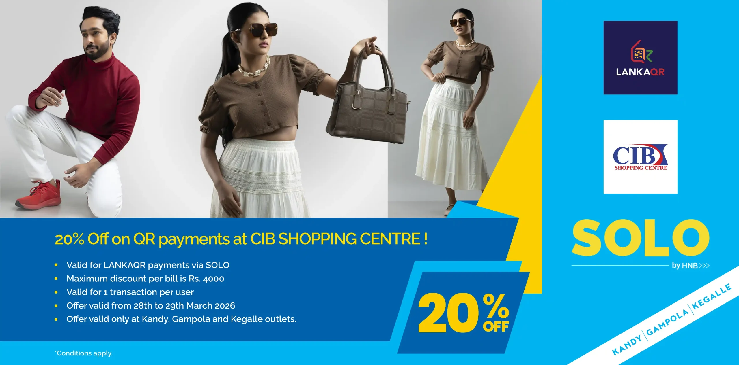 HNB Solo 20% Offer – Kandy, Gampola, Kegalle